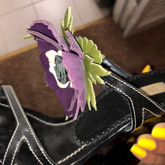 Prada Wedge Sandals sz 37 1/2 - Picture 2 of 7